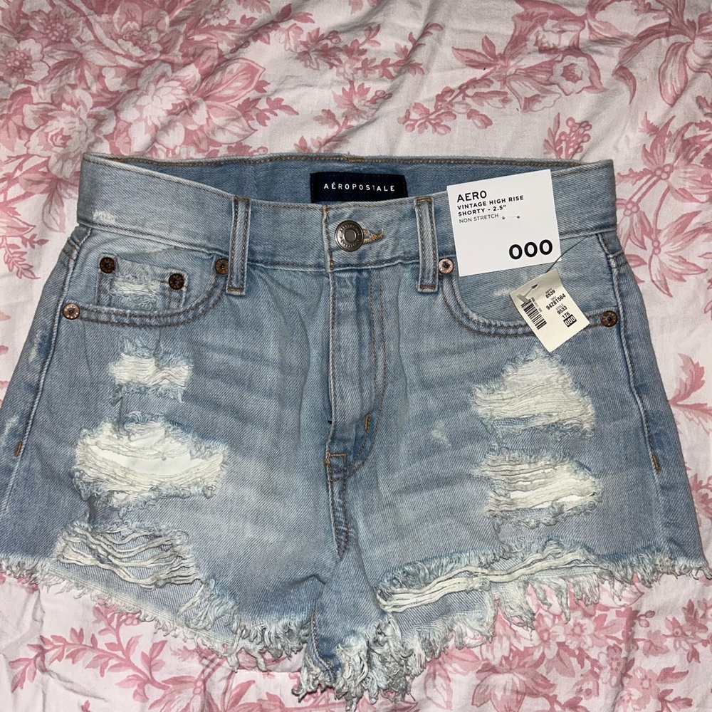 Aeropostale Light Blue Distressed Denim Shorts